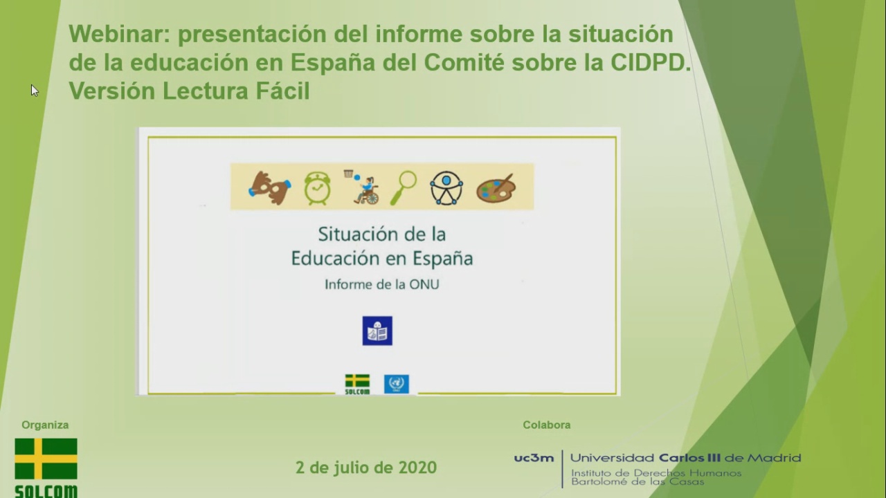 Fotograma de la presentación del informe ONU sobre la Situación Educación en España