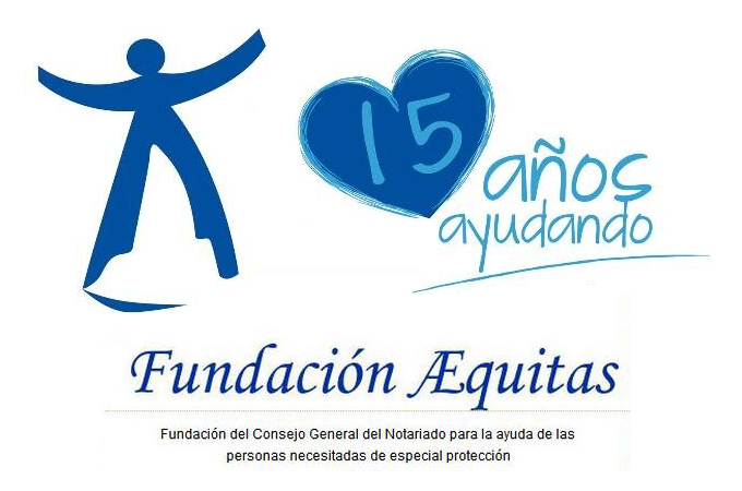 Logotipo de la Fundación Aequitas en su XV aniversario
